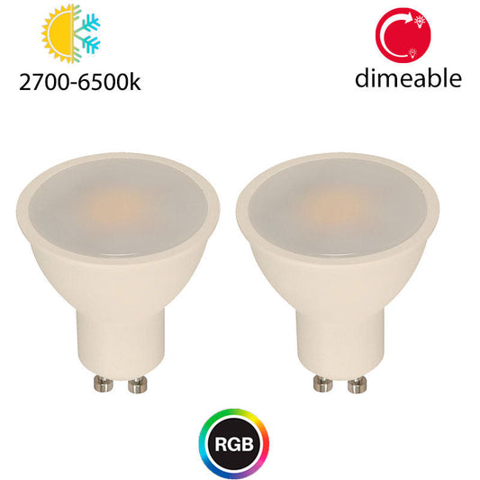 BOMBILLO LED INTELIGENTE GU10 5W 120V 2700-6500K+RGB (BLUETOOTH) (2 PIEZAS)