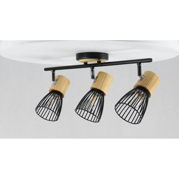 LAMP. TECHO REFLECTORA NEGRO Y CROMO 3L E27 40W