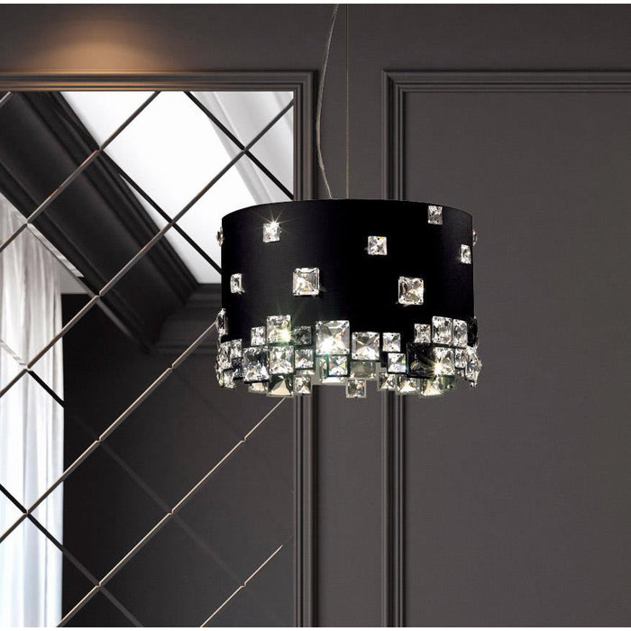 LAMP. COLGANTE CRISTAL MOSAIX NEGRO 6L GU10 + G9 50W