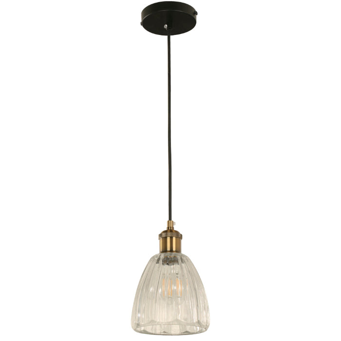 LAMP. COLGANTE NEGRO+BRONCE 1L E27 60W