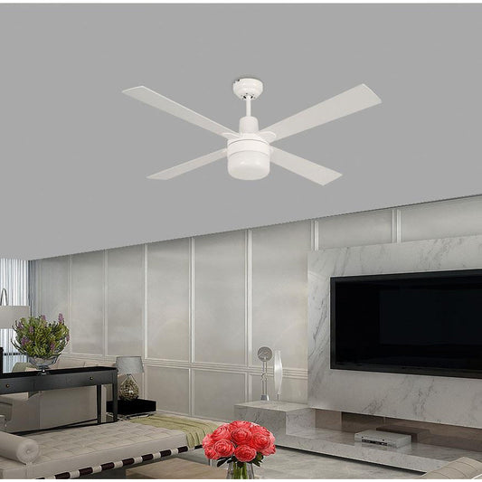 VENTILADOR DE TECHO 48" BLANCO 1L E27 60W CON CONTROL DE PARED