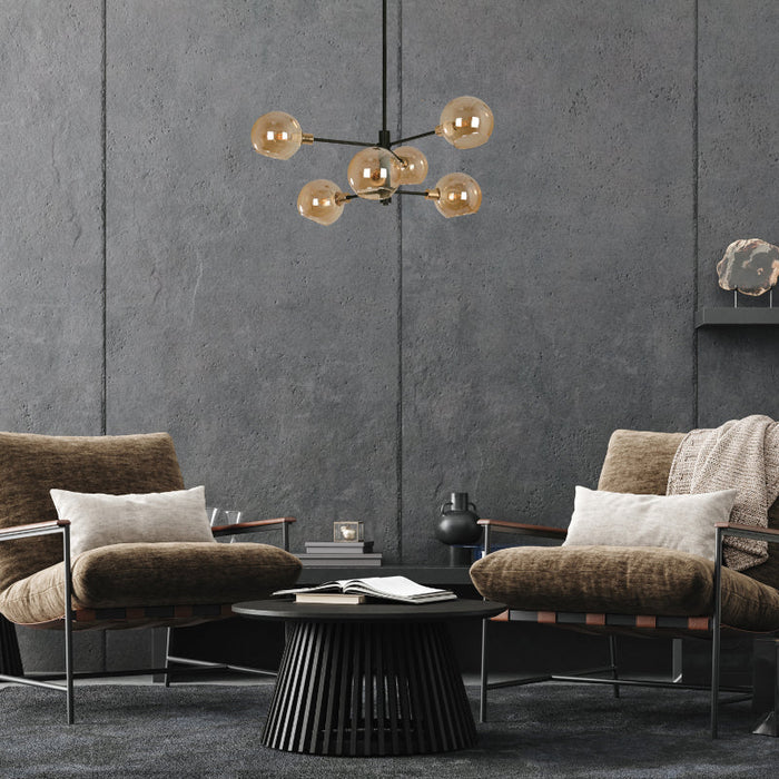 LAMP. TECHO NEGRO+DORADO FRANCÉS 6L E14 40W
