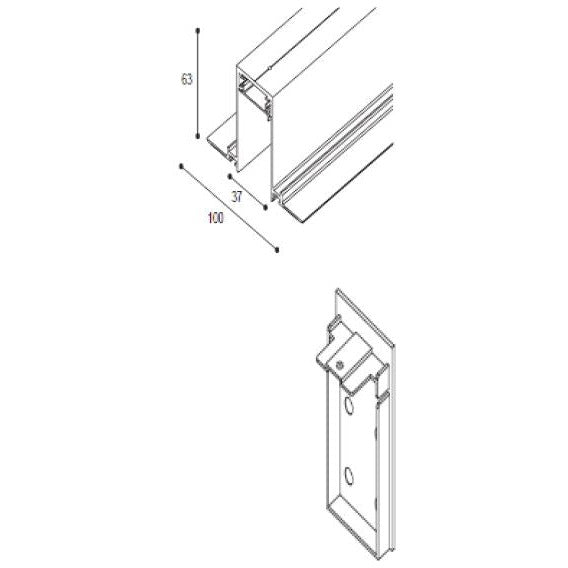 Riel Slim  Aluminio Negro 2.10 Mts