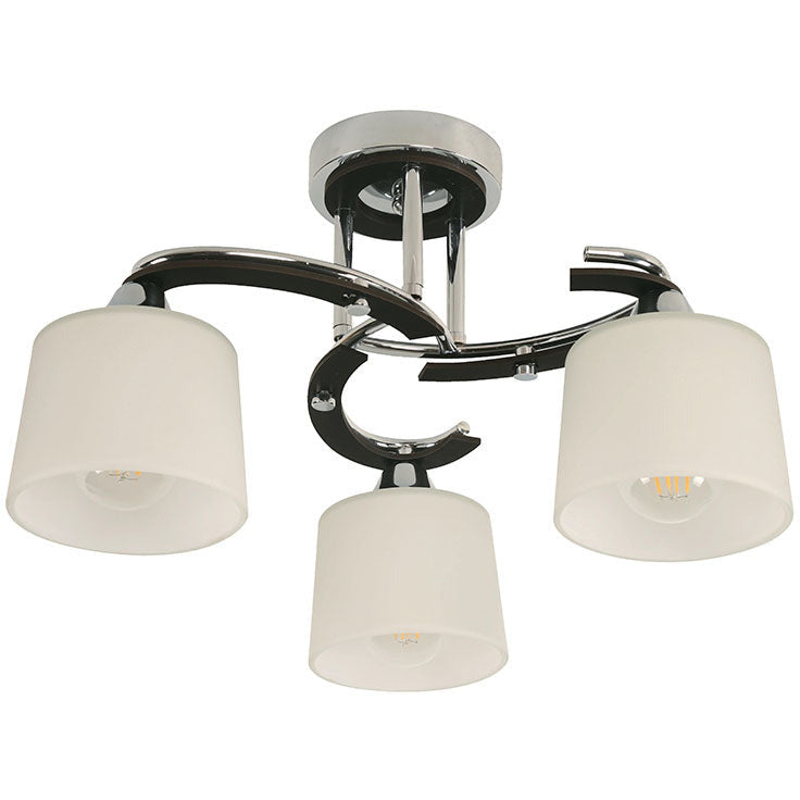 LAMP. TECHO CROMO+NEGRO 3L E27 40W