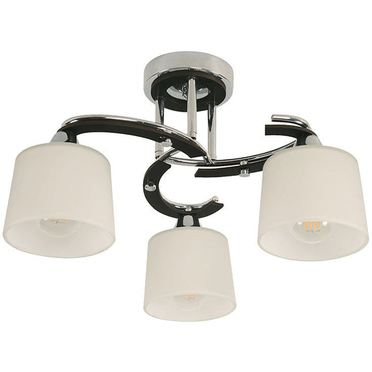 LAMP. TECHO CROMO+NEGRO 3L E27 40W