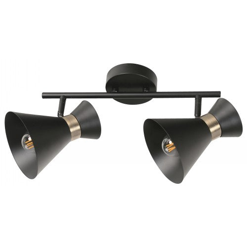 Lámpara Techo Reflectora Negro 2L E27 40W