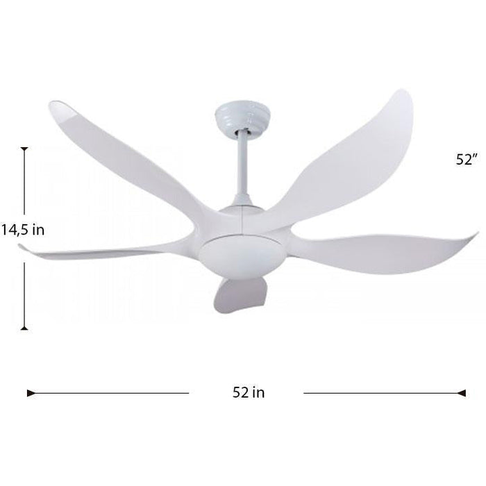 VENTILADOR LED DE TECHO 52" BLANCO 18W 120V 3000K CON CONTROL REMOTO (DC MOTOR)
