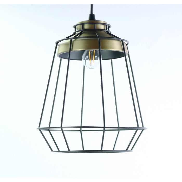 LAMP. COLGANTE NEGRO Y BRONCE ANTIGUO 1L E27 60W