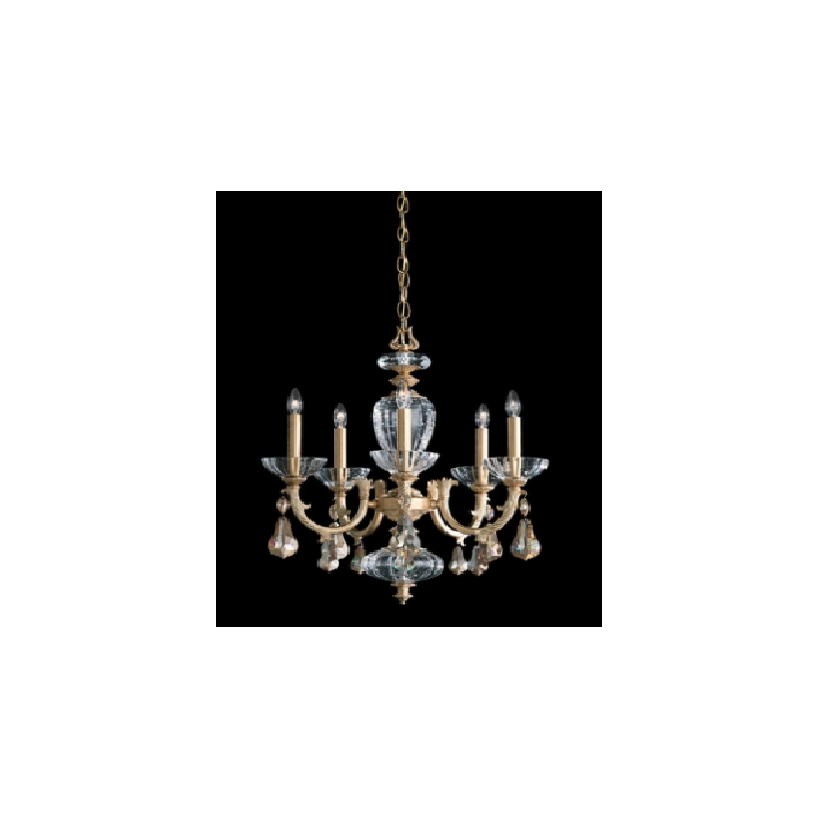 LAMP. COLGANTE CRISTAL BURGUNDY DORADO 5L E14 40W