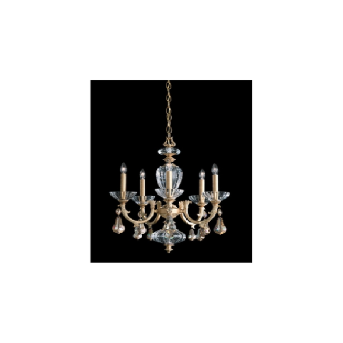 LAMP. COLGANTE CRISTAL BURGUNDY DORADO 5L E14 40W