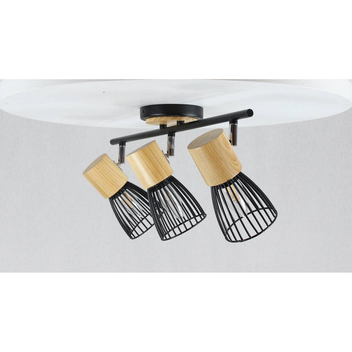 LAMP. TECHO REFLECTORA NEGRO Y CROMO 3L E27 40W