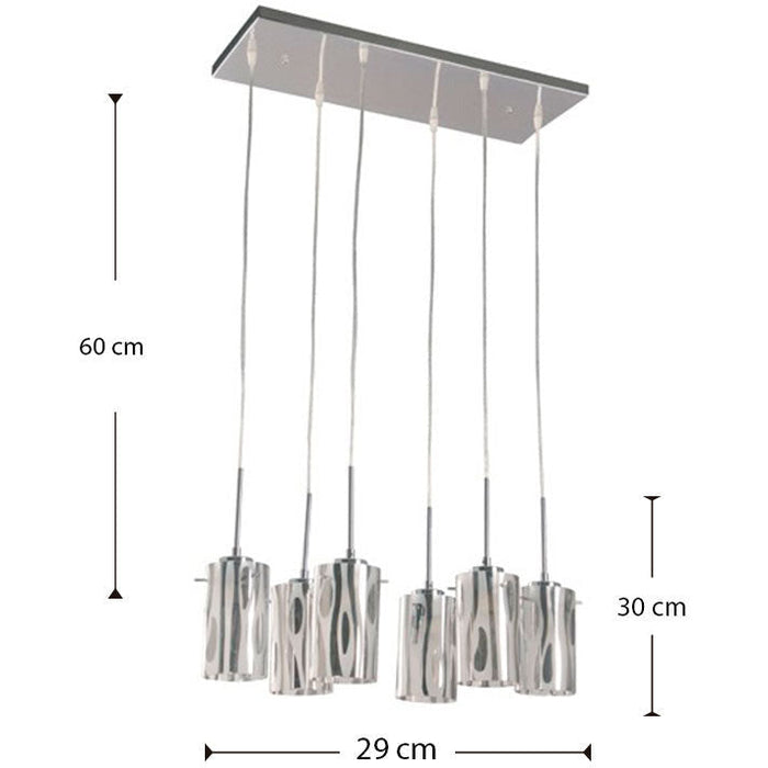 Lámpara Colgante Cromo 6L E27 60W