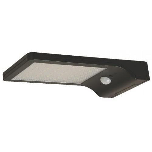 LAMP. LED EXT. PARED SOLAR NEGRO 1L 3W 3.7V 6500K CON FOTOCELDA Y SENSOR DE MOVIMIENTO