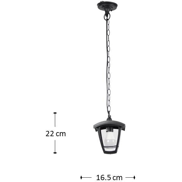 LAMP. EXT. COLGANTE NEGRO 1L E27 60W (IB LED A60 9W 6000K)