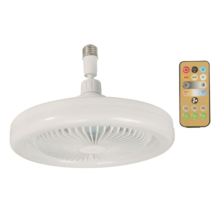 BOMBILLO VENTILADOR LED DE TECHO DC 10" E27 20W 3000-6500K CON CONTROL REMOTO
