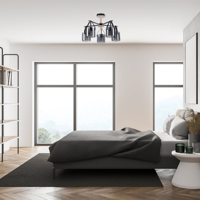 LAMP. TECHO CROMO 5L E27 40W