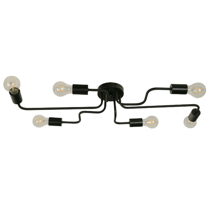 Lámpara Techo Negro 6L E27 60W