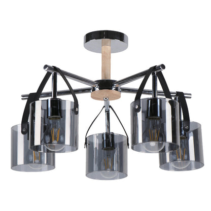 LAMP. TECHO CROMO 5L E27 40W