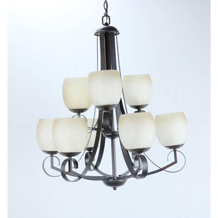 LAMP. COLGANTE CREMA CEPILLADO NEGRO 9L E27 60W