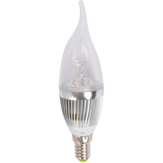 BOMBILLO LED TIPO VELA E14 3W 85V-265V 2700K ACABADO EN PLATEADO*INCLULLE CONVERTIDO E14 A E27