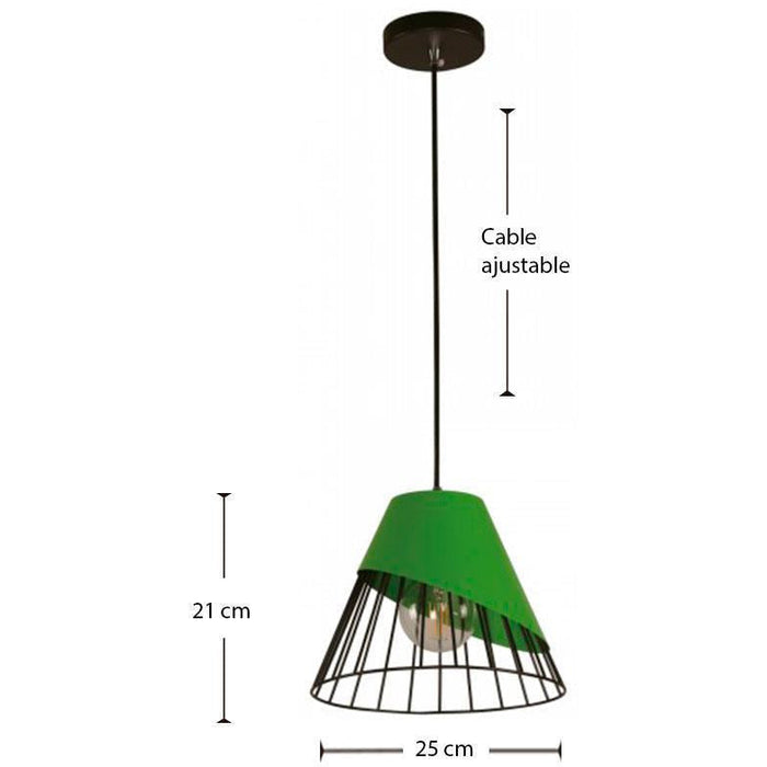 LAMP. COLGANTE VERDE 1L E27 60W