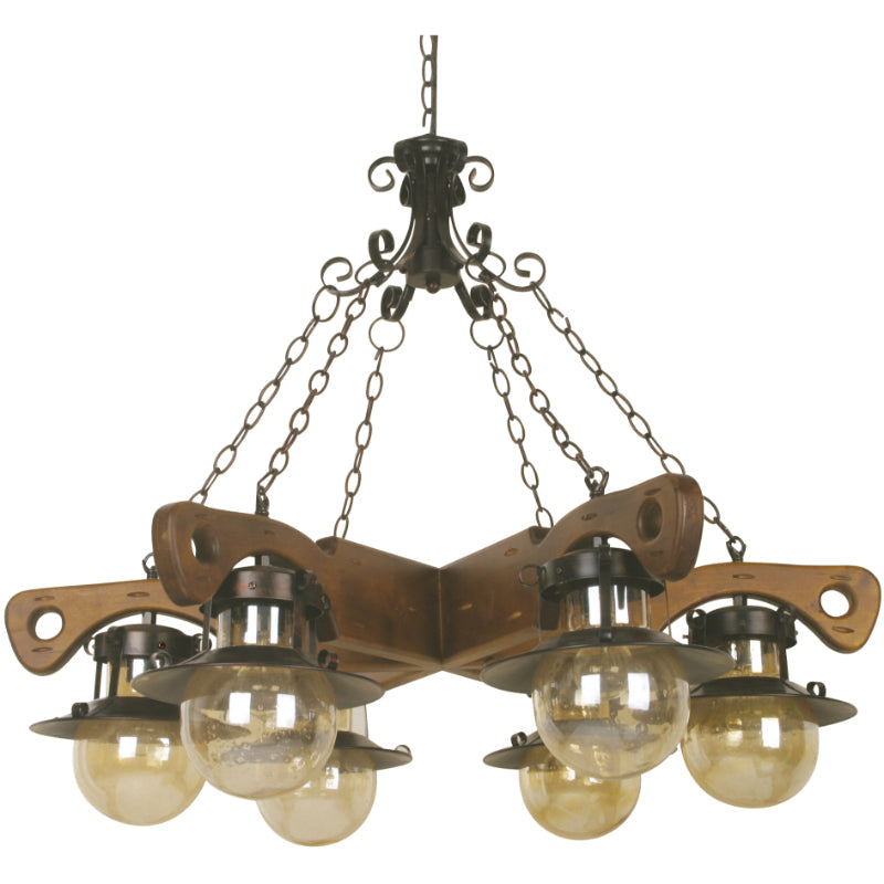 LAMP. COLGANTE MADERA 6L E27 60W