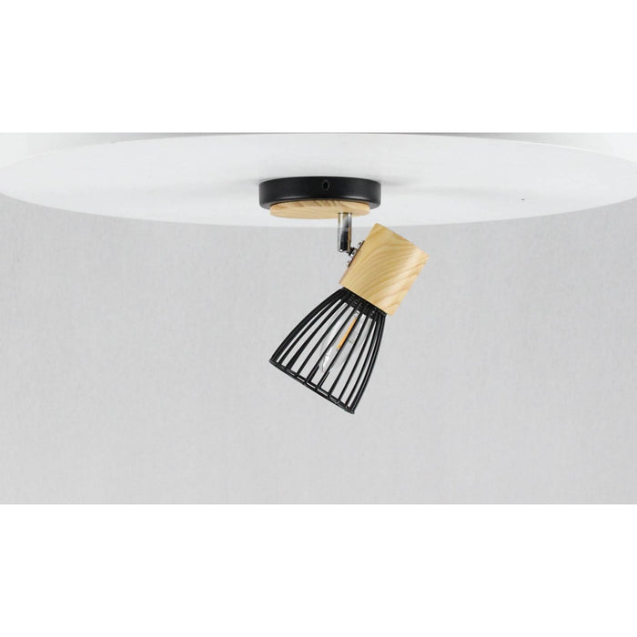 LAMP. TECHO REFLECTORA NEGRO Y CROMO 1L E27 40W