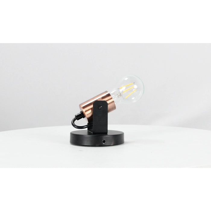 LAMP. PARED NEGRO+COBRE ANTIGUO 1L E27 60W