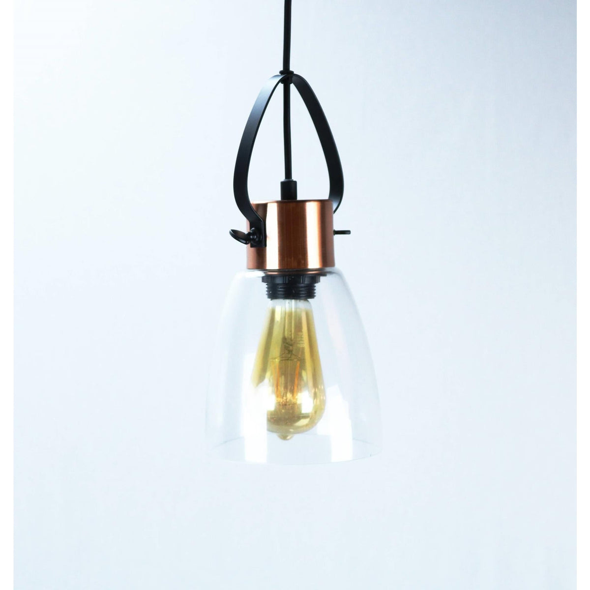 LAMP. COLGANTE NEGRO Y COBRE 1L E27 40W