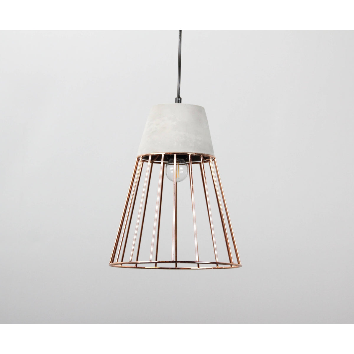 LAMP. COLGANTE NEGRO+COBRE 1L E27 60W