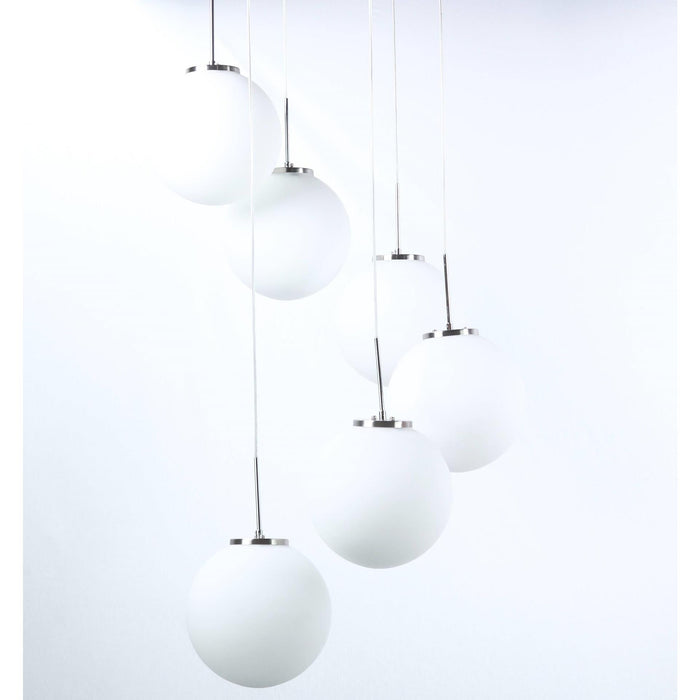 LAMP. COLGANTE NÍQUEL SATINADO 6L E27 60W