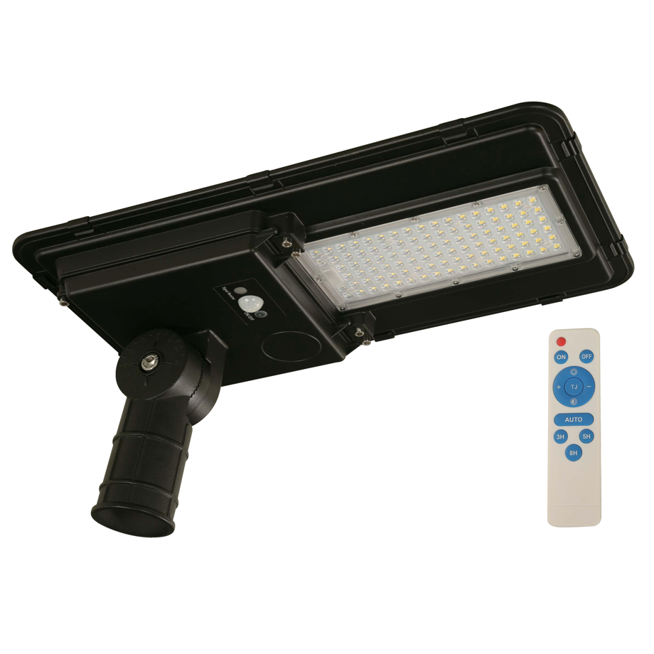 LAMP. LED EXT. NEGRO 60W 9.6V 4000K CON CONTROL REMOTO SENSOR MOVIMIENTO