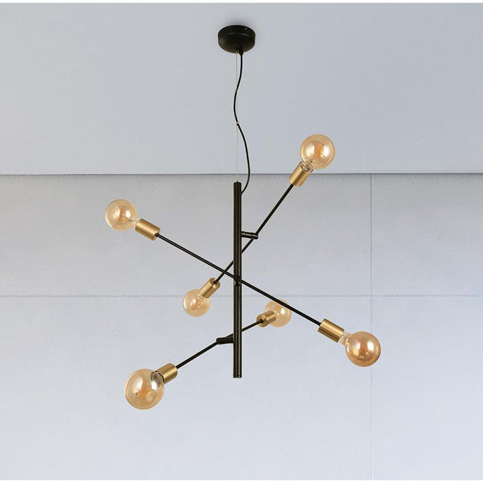 Lámpara Colgante Negro 6L E27 60W