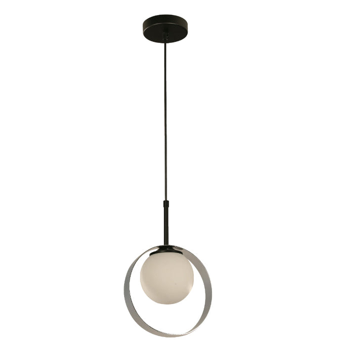 LAMP. COLGANTE NEGRO+CROMO 1L E27 40W