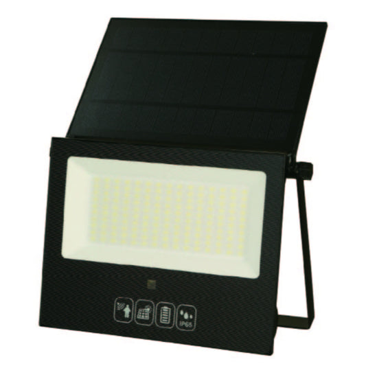 LAMP. LED EXT. REFLECTORA SOLAR NEGRO 180W 3.7V 6000K CONTROL REMOTO