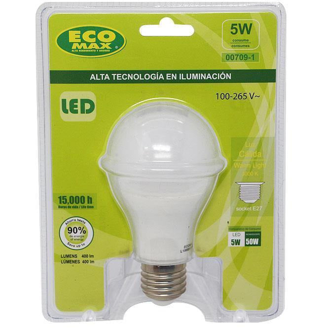 BOMBILLO LED A60 E27 5W 85-265V 3000K