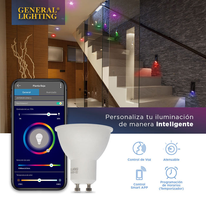 BOMBILLO LED INTELIGENTE MR16 GU10 5W 120V RGB