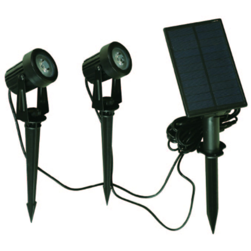 LAMP. EXT. LED ESTACA SOLAR NEGRO 4W 3.7V 3000K 2PIEZAS