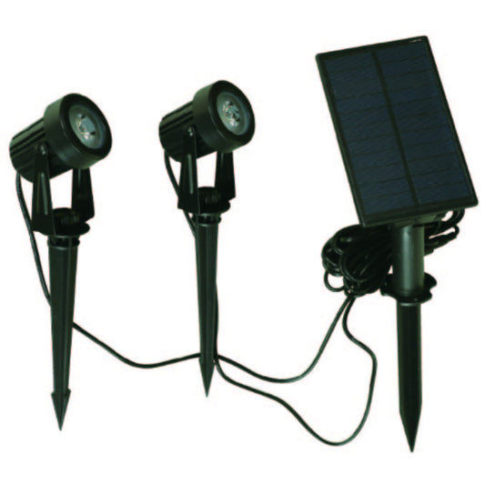 LAMP. EXT. LED ESTACA SOLAR NEGRO 4W 3.7V 3000K 2PIEZAS