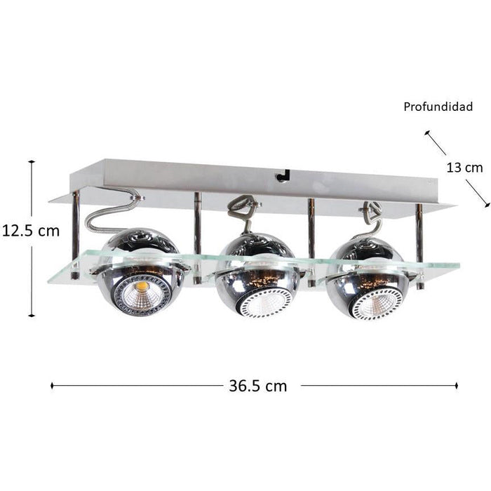LAMP. TECHO REFLECTORA CROMO 3L GU10 50W