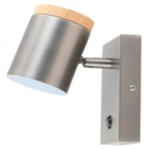 LAMP. DE PARED ACAB. MADERA Y NIQUEL SATINADO 1L GU10 5W
