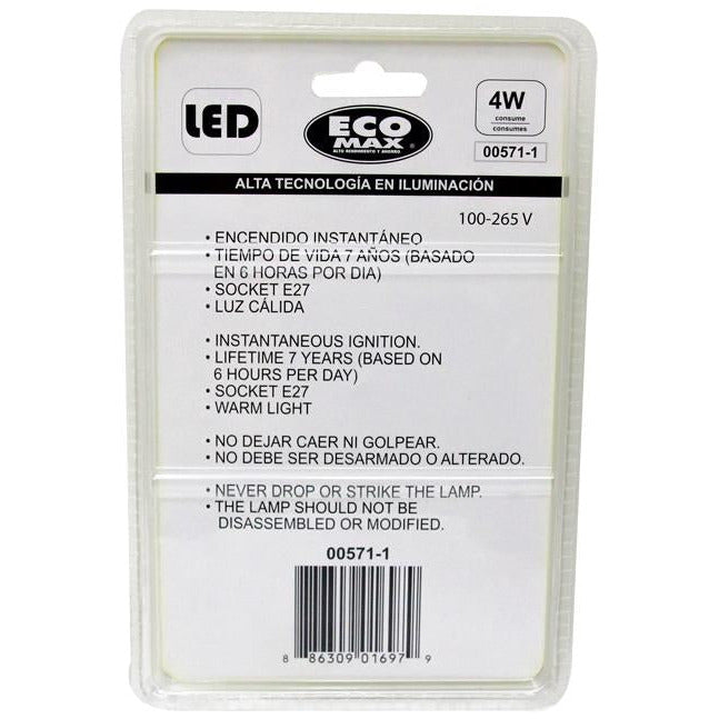 BOMBILLO LED FILAMENTO A60 E27 4W 100-265V 2700K