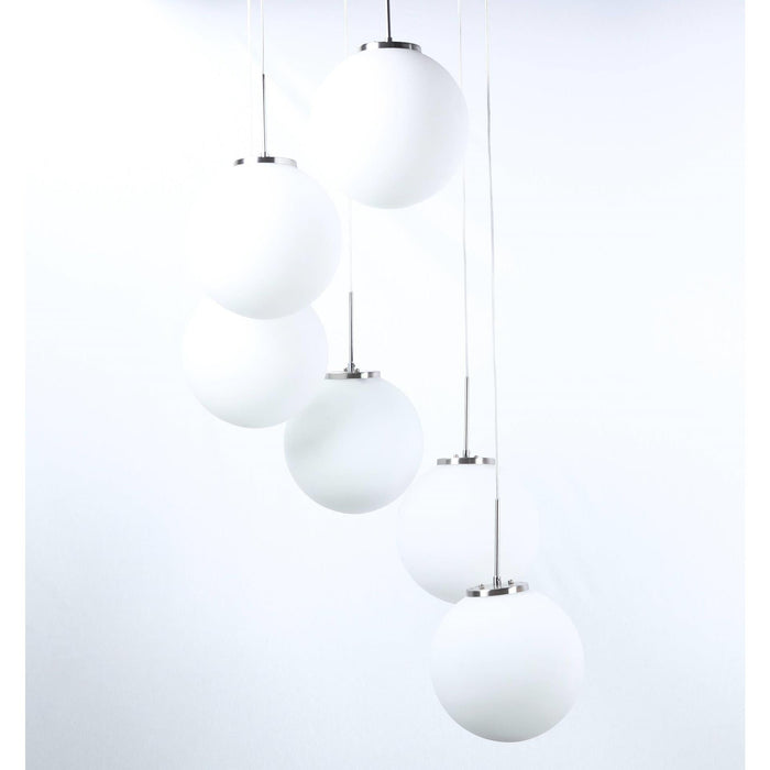 LAMP. COLGANTE NÍQUEL SATINADO 6L E27 60W