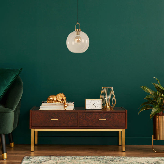 LAMP. COLGANTE NEGRO+BRONCE 1L E27 60W