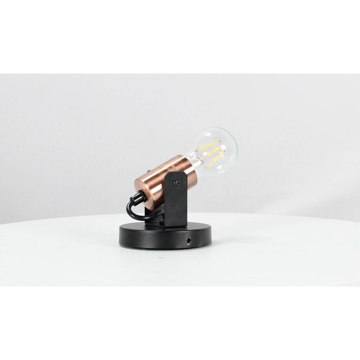 LAMP. PARED NEGRO+COBRE ANTIGUO 1L E27 60W