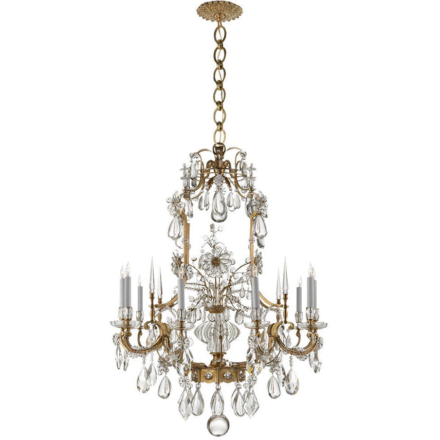 LAMP. COLGANTE CRISTAL BRONCE ANTIGUO 12L E12 60W