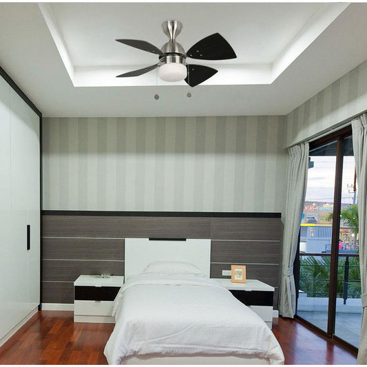 VENTILADOR DE TECHO 32" NÍQUEL SATINADO 1L E27 40W