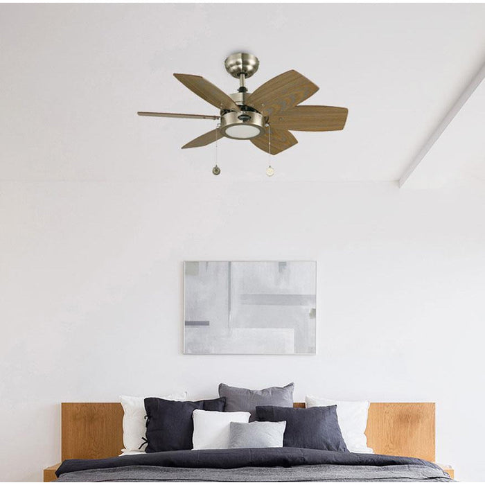 VENTILADOR LED DE TECHO 32" NIQUEL SATINADO 12W 6000K