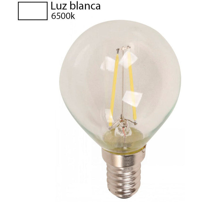 BOMBILLO LED FILAMENTO G45 E14 2W 120V 6500K