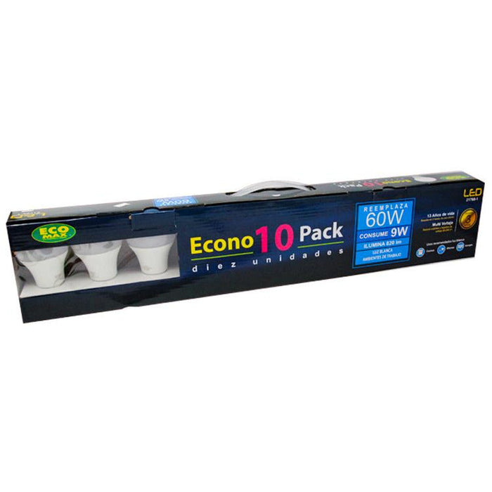 BOMBILLO LED A60 E27 9W 85-265V 6500K 10 PIEZAS